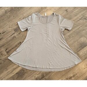 Womens LuLaRoe XL Gray Scoop Neck Short Sleeve Swing Tunic Top Shirt Made in USA